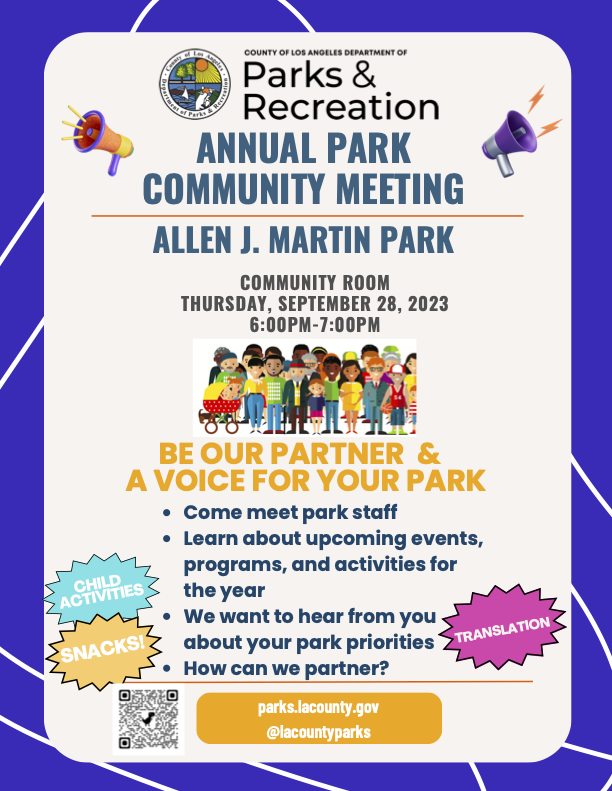 Flier for annual park community meeting.Picture